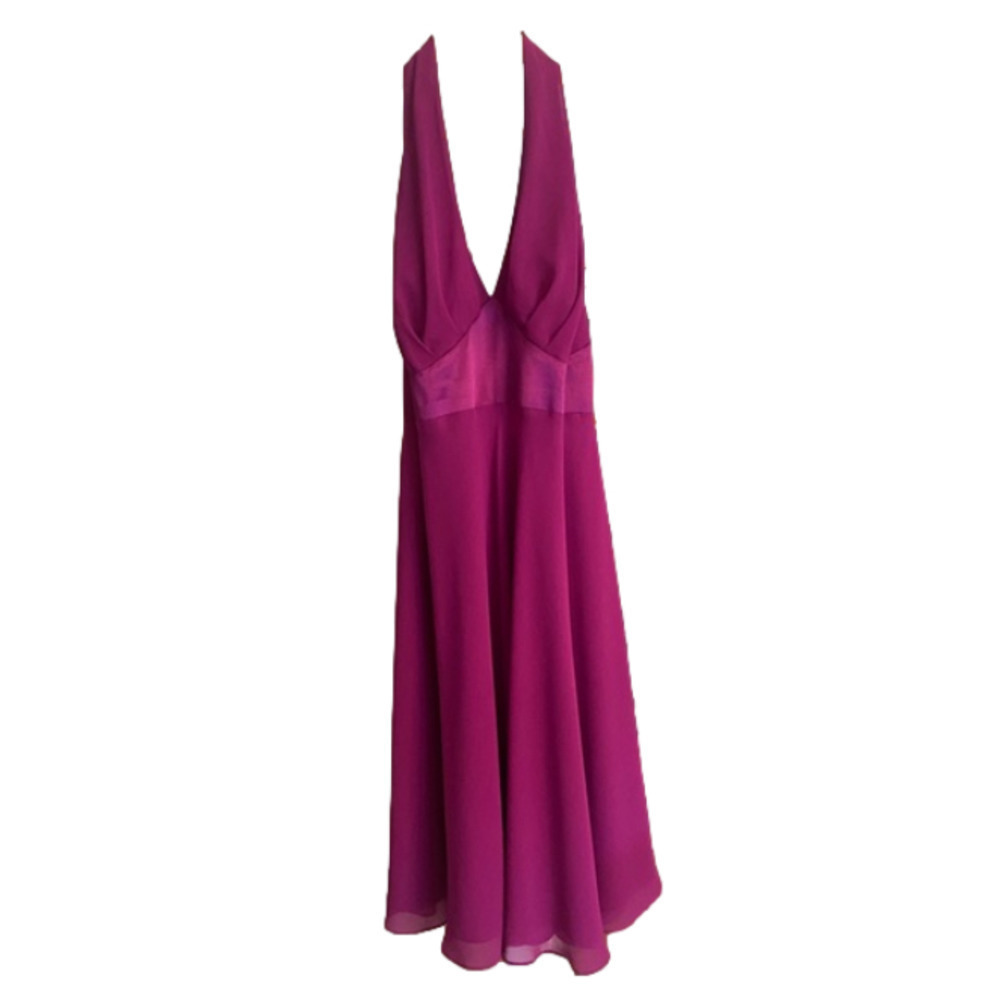HOST PICK! NWOT #Barbiecore Halter Dress w/ Empire Waist & Chiffon Overlay.